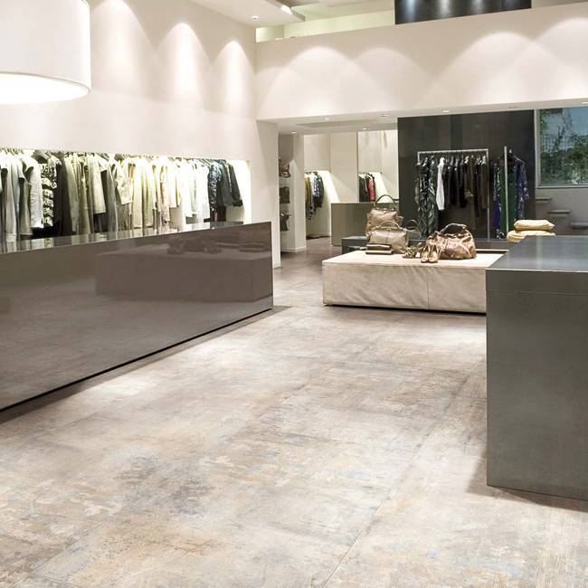 Concrete effect porcelain tiles